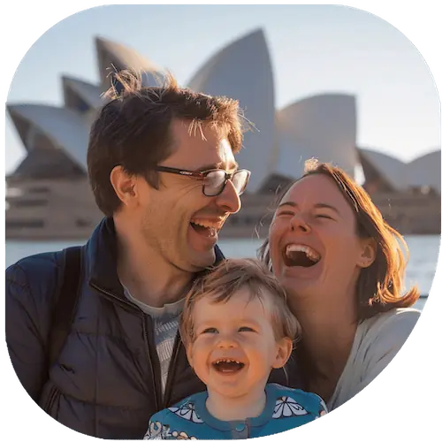 Australia travel Family traveling abroad to Sydney, Australia with overseas travel insurance